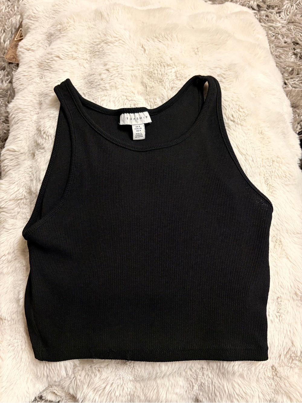 Topshop Black Ribbed Crop Tank